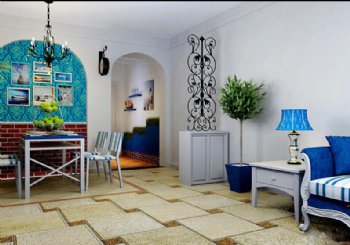 90平合生國際城兩居裝修 藍白地中海清調夢幻家地中海風格
