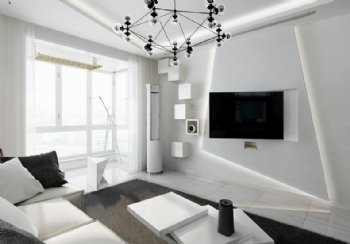 光影穿梭 白色簡約客廳設計簡約裝修圖片